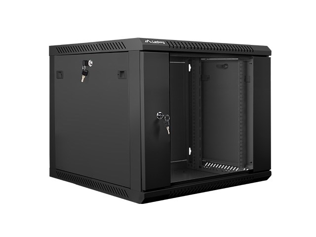 Ormar za ugradnju na zid Lanberg 19'' 9U 600x600mm crni (staklena vrata)
