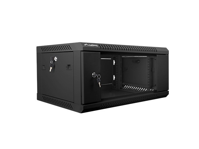 Ormar Lanberg 19'' ZIDNI MONTAŽNI 4U 600x450mm crni (staklena vrata)