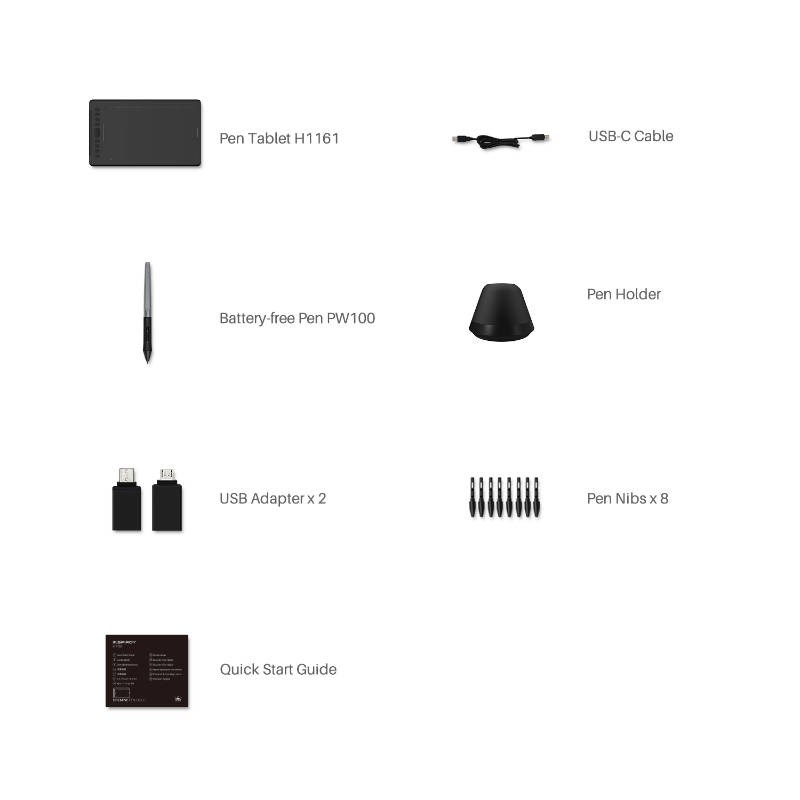 Grafički tablet HUION Inspiroy H1161, 279.4 x 174.6 mm, 8192 razine pritiska-1