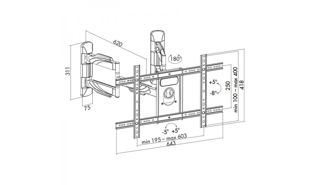 ART AR-85 LCD/LED TV MOUNT 32-70" 45KG VERTICAL/HORIZONTAL ADJUSTMENT-2