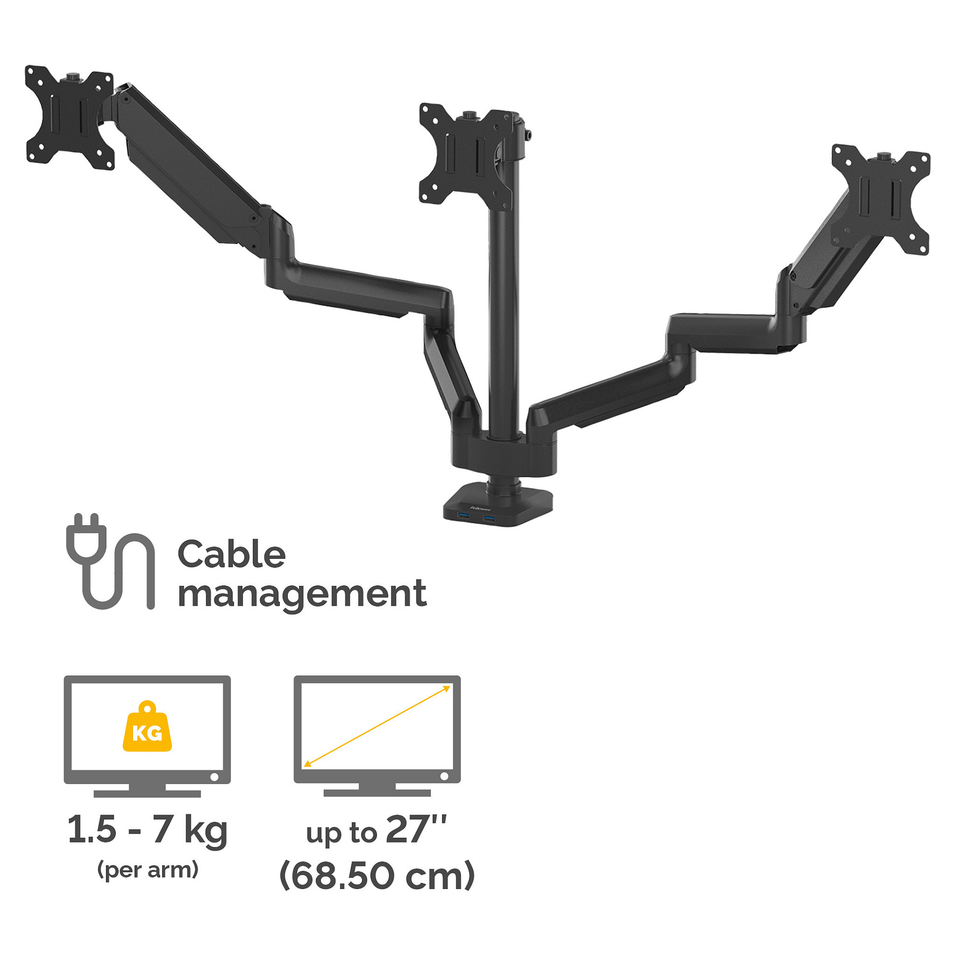 Nosač/postolje za monitor FELLOWES 8042601 (68.6 cm (27") crni, stolni)-2