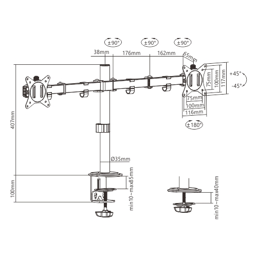 Nosač za monitor GEMBIRD MA-D2-01 (32", za stol) crna-3