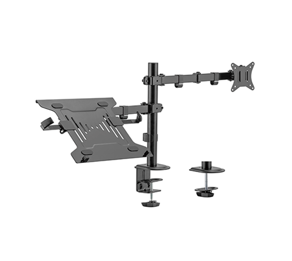 Gembird MA-DA-03 Adjustable desk mount with monitor arm and notebook tray (rotate, tilt, swivel), 17”-32”, up to 9 kg-0