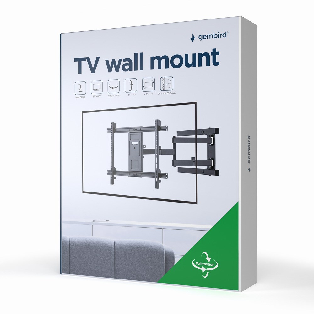 Nosač za TV GEMBIRD WM-80ST-05 (zidni, pokretni, 37”-80”, do 50 kg)-10