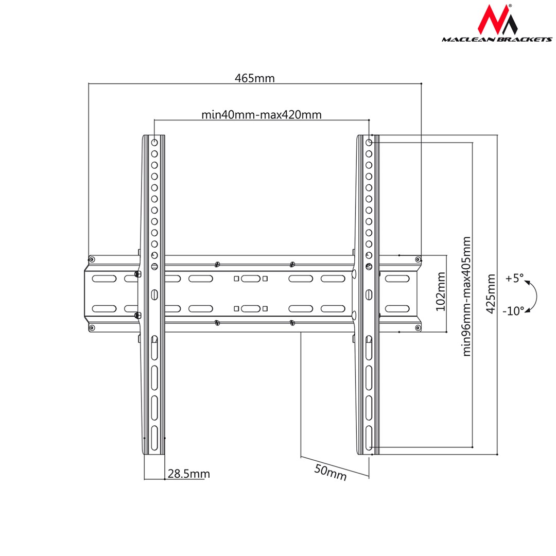 Nosač za TV zidni MACLEAN MC-748 (32"- 55", do 35kg, nagib +5° -10°)-4