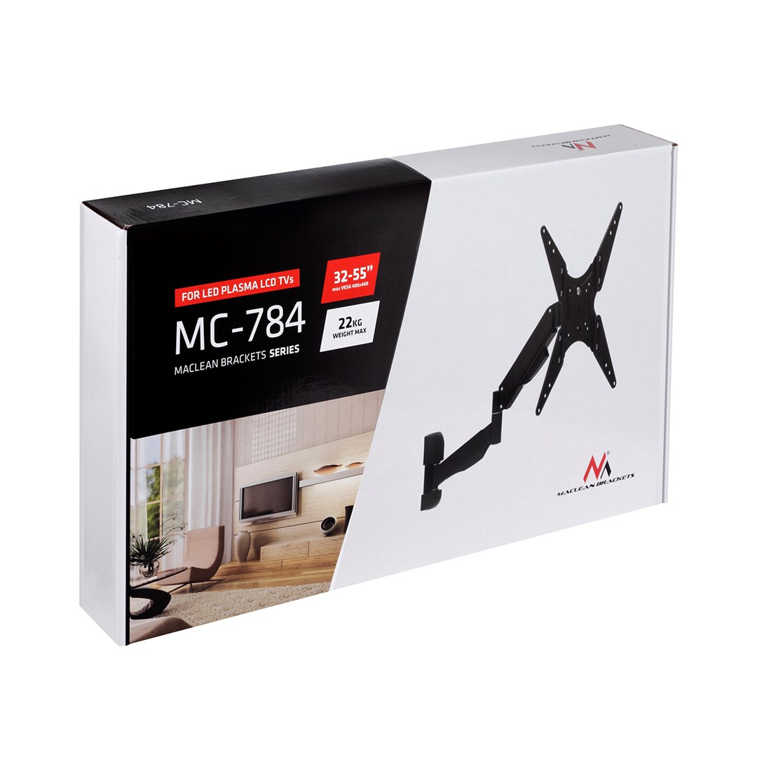 TV ili monitor držač crna MacLean MC-784 plinovo opruga 32 "-55" 22kg 2 ruke-3