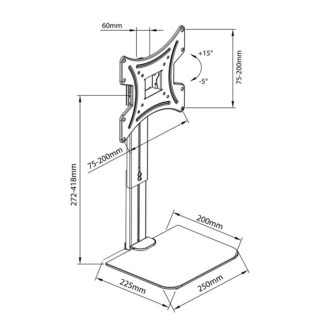 Nosač za TV s policom MACLEAN (max. 20 kg, max. VESA 200x200, za TV 15-42", MC-451)-3