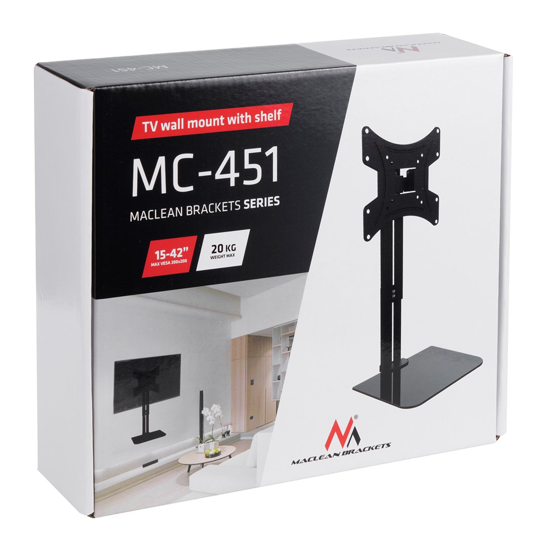 Nosač za TV s policom MACLEAN (max. 20 kg, max. VESA 200x200, za TV 15-42", MC-451)-7
