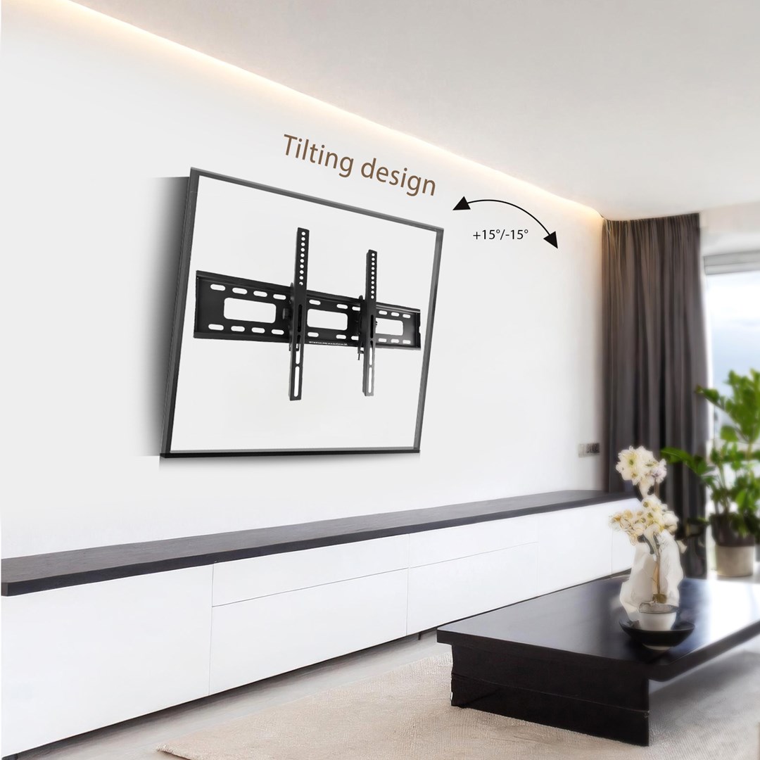 Nosivi zidni nosač za TV MACLEAN MC-421 (32"-90", VESA 600x400, nosivost 80kg, nagibno, univerzalno podesivo, s razinom, dodatna oprema, ravno i tanko)-0