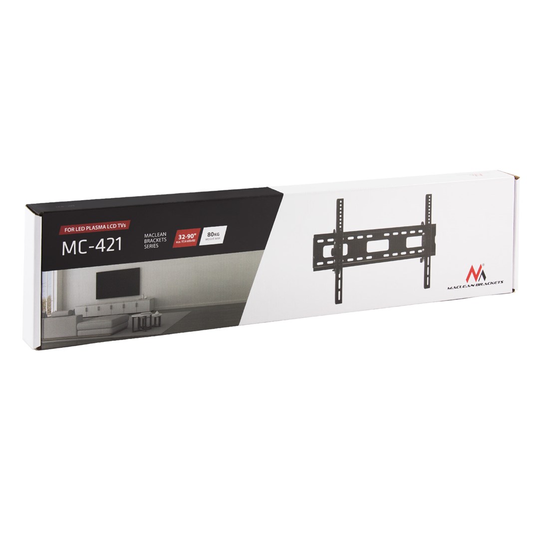 Nosivi zidni nosač za TV MACLEAN MC-421 (32"-90", VESA 600x400, nosivost 80kg, nagibno, univerzalno podesivo, s razinom, dodatna oprema, ravno i tanko)-14