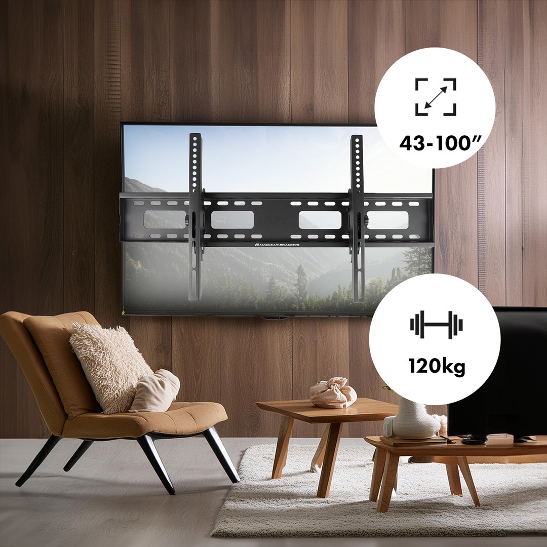 Zidni nosač za televizor MACLEAN MC-422 (za ekrane od 43"-100", maksimalna VESA 800x400, nosivost do 120kg, nagib +/-15°, uključuje libelu)-8