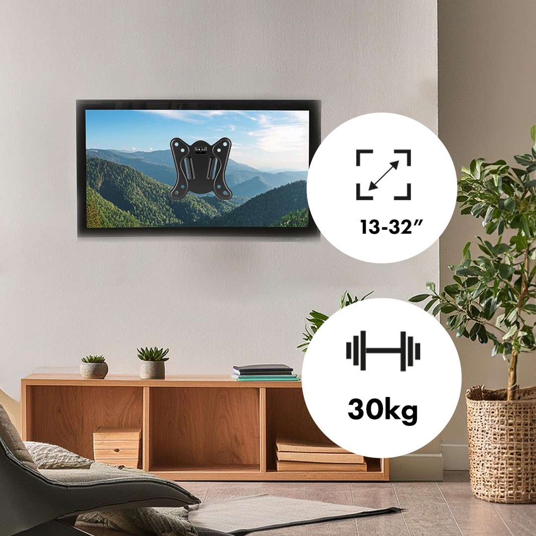 Zidni nosač za TV monitor MACLEAN MC-416 (Crna, 13"-32", nosivost do 30kg, nagib i rotacija, maks. VESA 100x100)-4