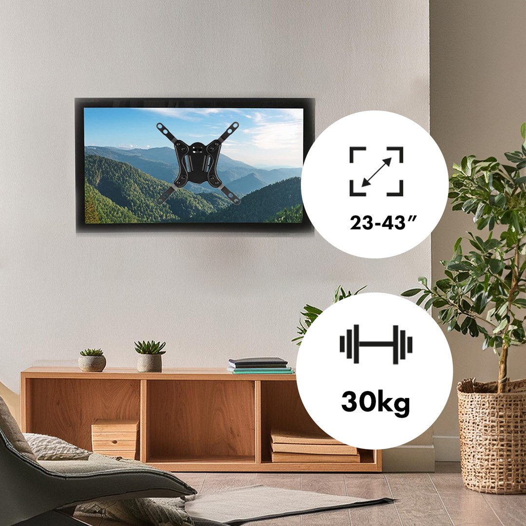 Televizijski nosač MACLEAN MC-418 (Za 23"-43" televizore, maksimalna težina 30kg, VESA 200x200, podesiv, rotirajući, crna)-10