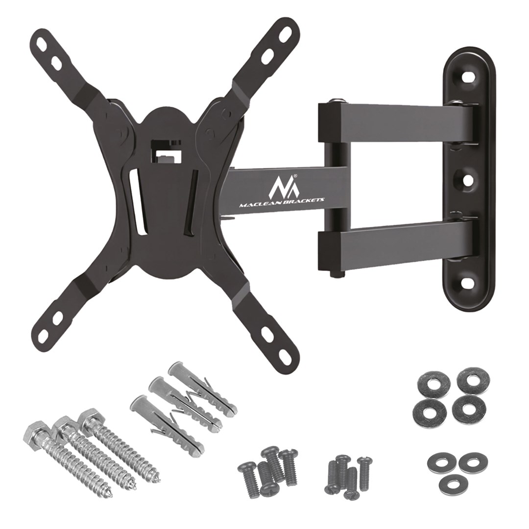 Televizijski nosač MACLEAN MC-418 (Za 23"-43" televizore, maksimalna težina 30kg, VESA 200x200, podesiv, rotirajući, crna)-6