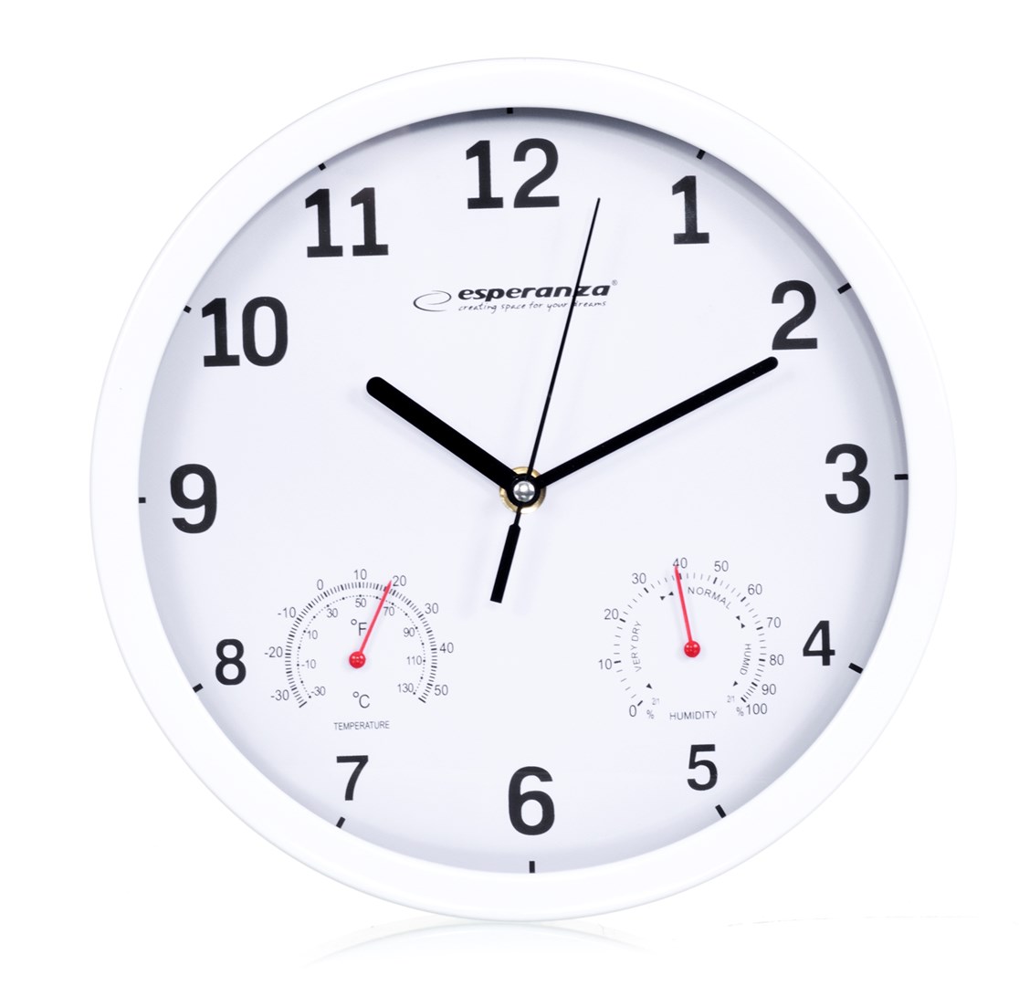 Zidni sat ESPERANZA EHC016W (mehanički, okrugli bijeli, promjer 25 cm)-0