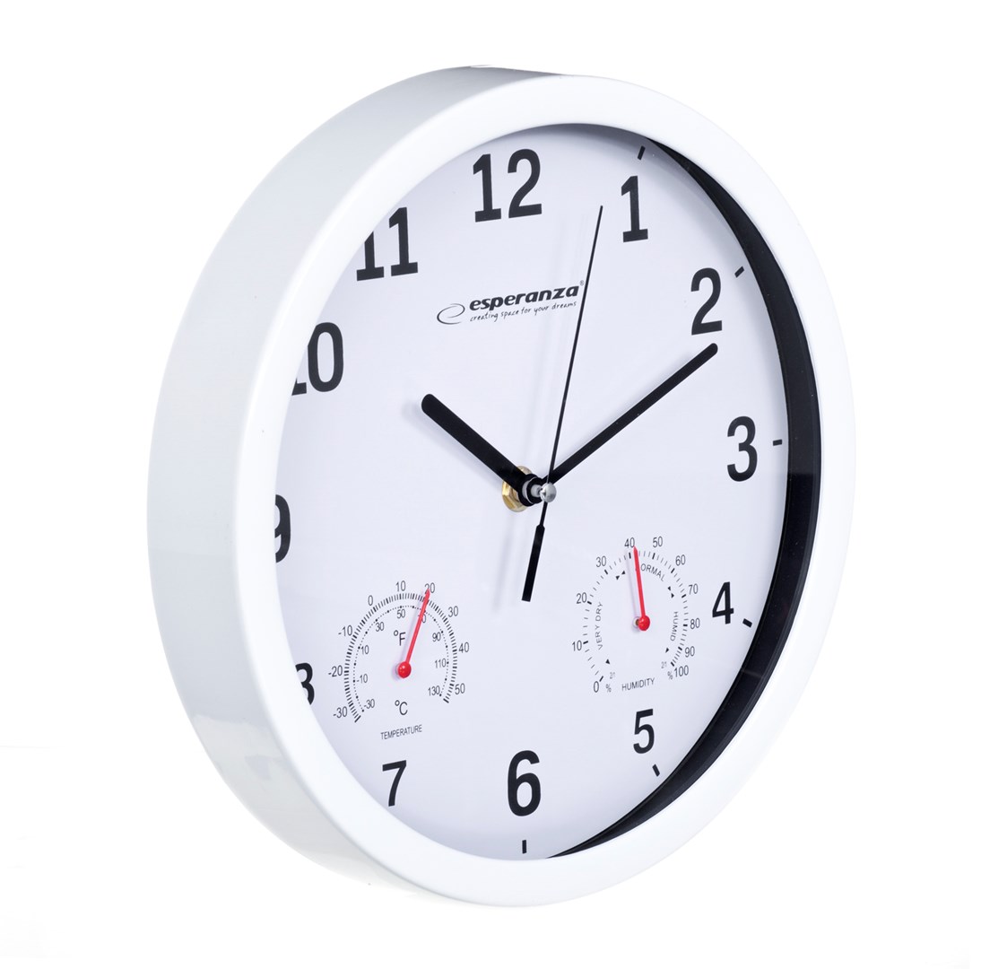 Zidni sat ESPERANZA EHC016W (mehanički, okrugli bijeli, promjer 25 cm)-1