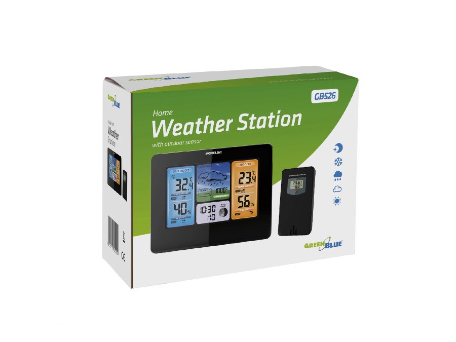 Digitalna meteorološka stanica Greenblue GB526 (crna, baterijska)-3