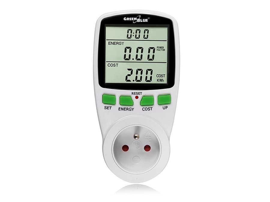 Wattmetar GreenBlue GB202 (0 - 9999 W, LCD zaslon) bijeli-2