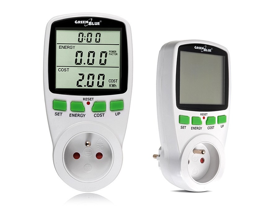 Wattmetar GreenBlue GB202 (0 - 9999 W, LCD zaslon) bijeli-0
