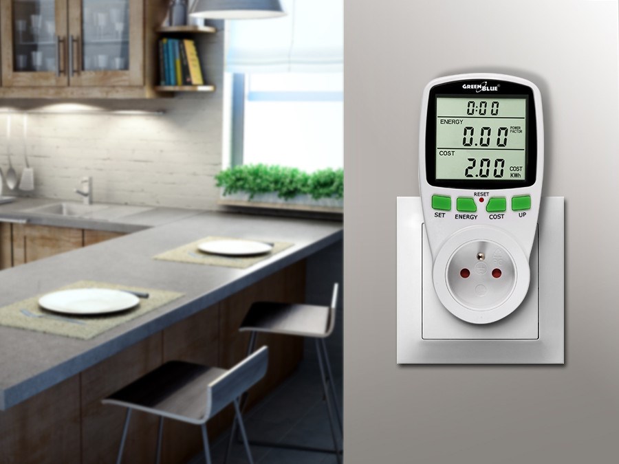 Wattmetar GreenBlue GB202 (0 - 9999 W, LCD zaslon) bijeli-1