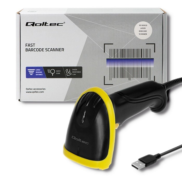Laserski barkod skener Qoltec 50860 (1D, USB, žični)-1