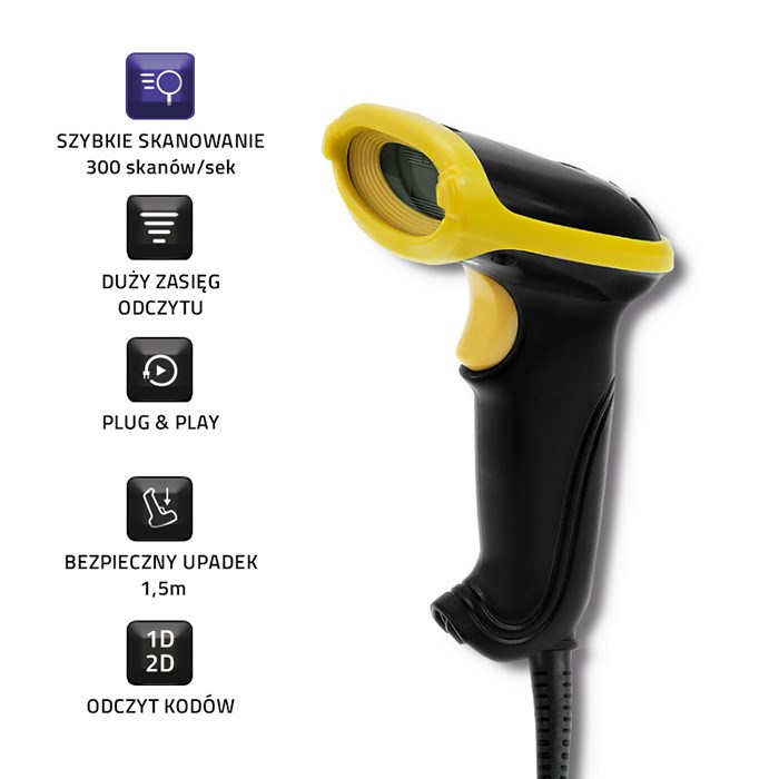 Laserski čitač QOLTEC 50867 (1D, 2D, USB) crna-5
