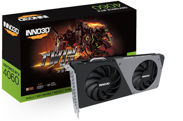 Grafička kartica INNO3D GEFORCE RTX 4060 TWIN X2 (pci-e 4.0 x16, 8gb, gddr6, 128-bit, 1.830 mhz, takt memorije 17.000 mhz, 3x display port 1.4a, 1x hdmi 2.1a, 7680x4320)-1