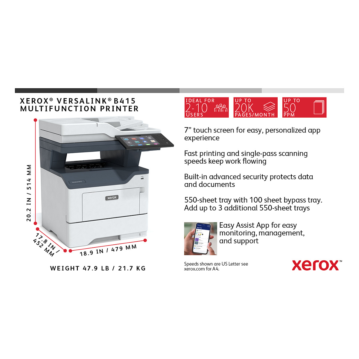 Višenamjenski uređaj XEROX Versalink B415 (u crno-bijeloj boji, 47 ppm)-13