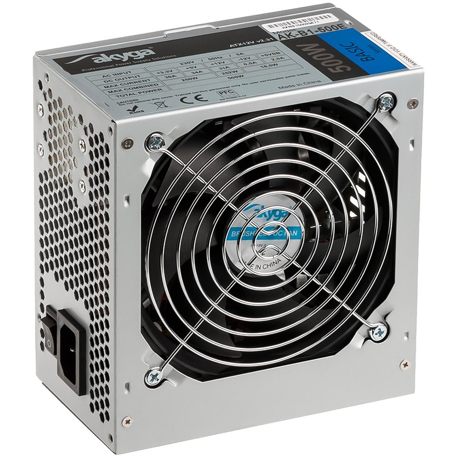 Napajanje AKYGA AK-B1-500E (500 W, 20+4 pin ATX, ATX) sivo