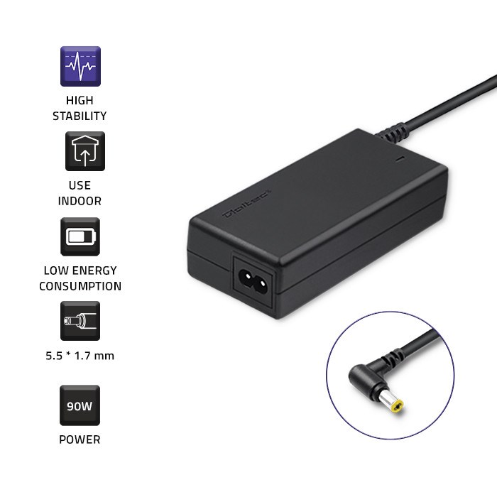 Adapter za napajanje za ACER Qoltec 50087 (90W, 19V, 4.74a, 5.5x1.7, +kabel za napajanje)-2
