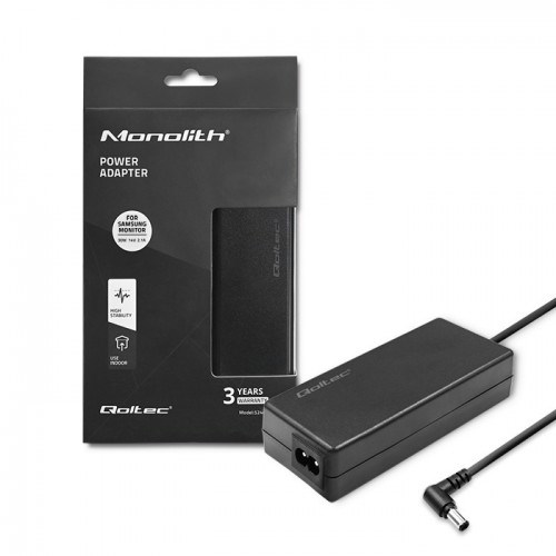 Qoltec 52400 Power adapter for Samsung monitor 30W | 14V | 2.1A | plug 6.5*4.4 | + power cable-0