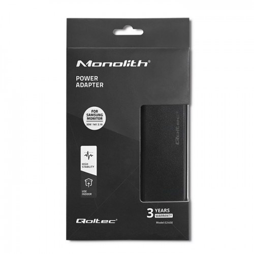 Qoltec 52400 Power adapter for Samsung monitor 30W | 14V | 2.1A | plug 6.5*4.4 | + power cable-3