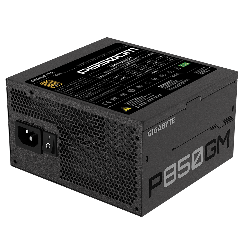 GIGABYTE P850GM Power Supply 850W, Modular, 80 PLUS Gold, Japanese capacitors, 120mm smart control fan, EU plug-9
