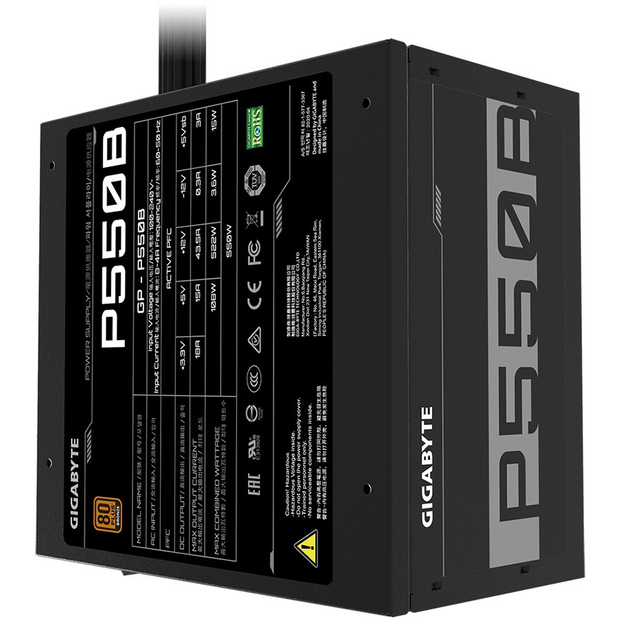 GIGABYTE P550B Power Supply 550W, 80+ Bronze, 120mm HYB fan, EU plug-1
