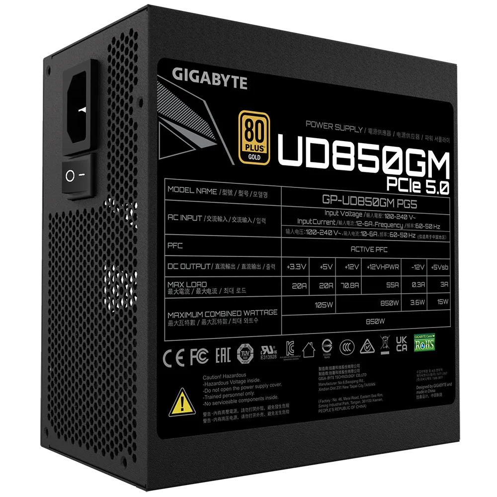 Napajanje GIGABYTE GP-UD850GM PG5 (850 W, 20+4 pin ATX, ATX) crno-9