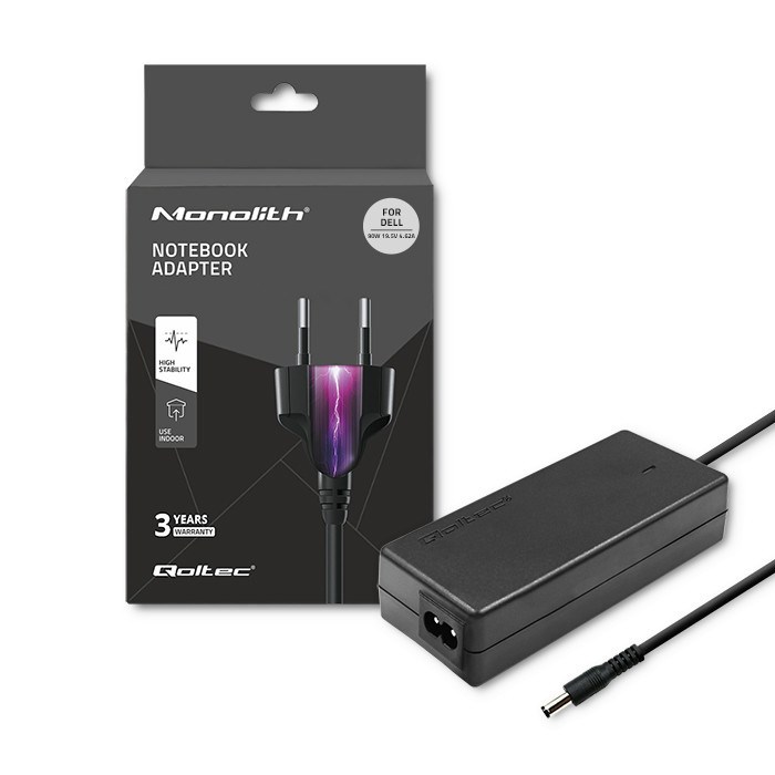Adapter za napajanje QOLTEC 51516.90W za Dell (90W, 19.5V, 4.62A, 4.5*3.0+pin) + kabel za napajanje