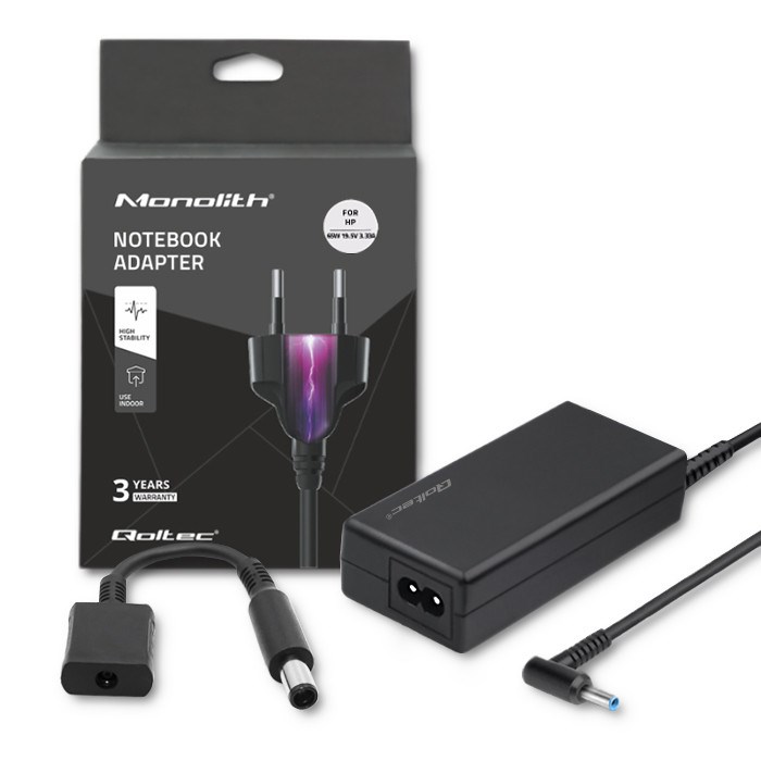 Adapter za napajanje za HP Qoltec 51728 (65W, 19V, 3.33a, 4.53.0+pin, adapter 4.53.0+pin/7.45.0+pin, +kabel za napajanje)-2