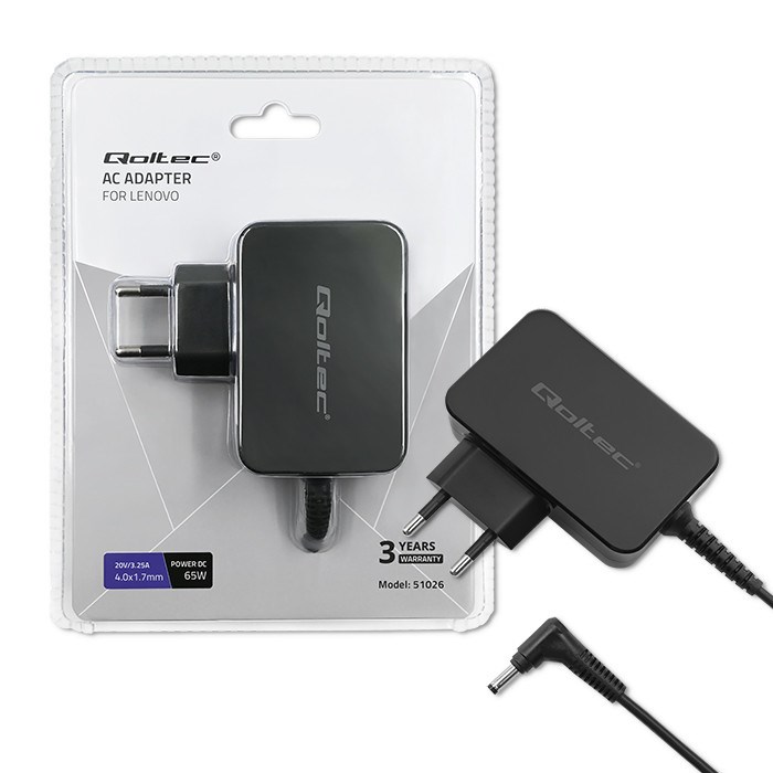 Adapter za napajanje/pretvarač Qoltec 51026 (unutarnji/vanjski, 65 W) crni-0