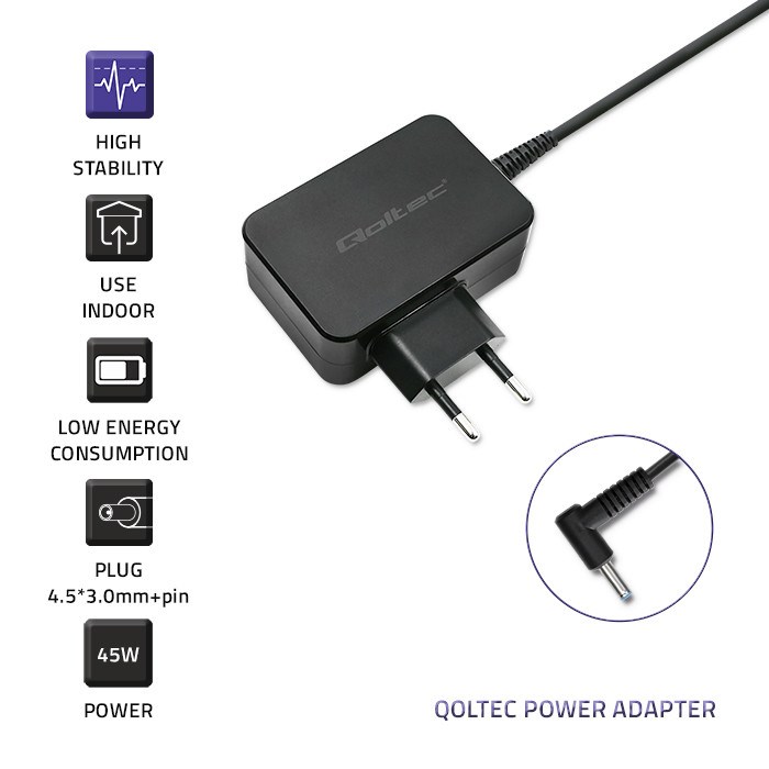 Adapter za napajanje/pretvarač Qoltec 51026 (unutarnji/vanjski, 65 W) crni-2
