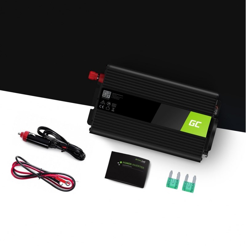 Inverter za auto GREEN CELL INV02DE (300 W, 24 V, crna)-0
