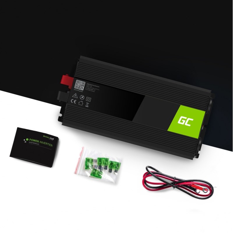 Adapter Green Cell INV22 power adapter/inverter Auto 1500 W Crna-1
