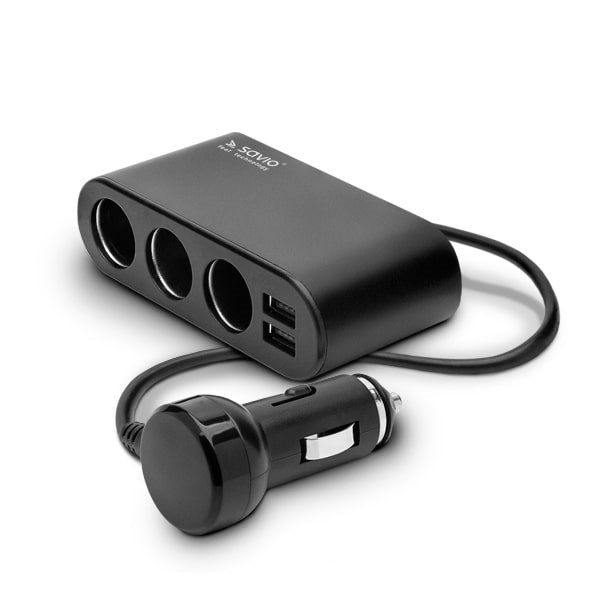 Razdjelnik auto utičnice SAVIO SA-024 (3x utičnica upaljača, 2x USB-A, 120 W, 12 V / 24 V, crni)-0
