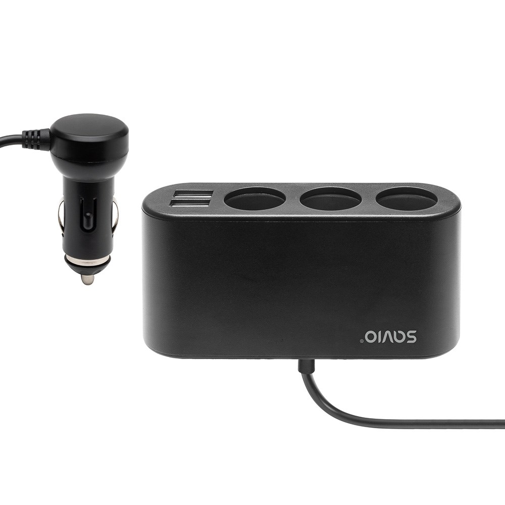 Razdjelnik auto utičnice SAVIO SA-024 (3x utičnica upaljača, 2x USB-A, 120 W, 12 V / 24 V, crni)-4
