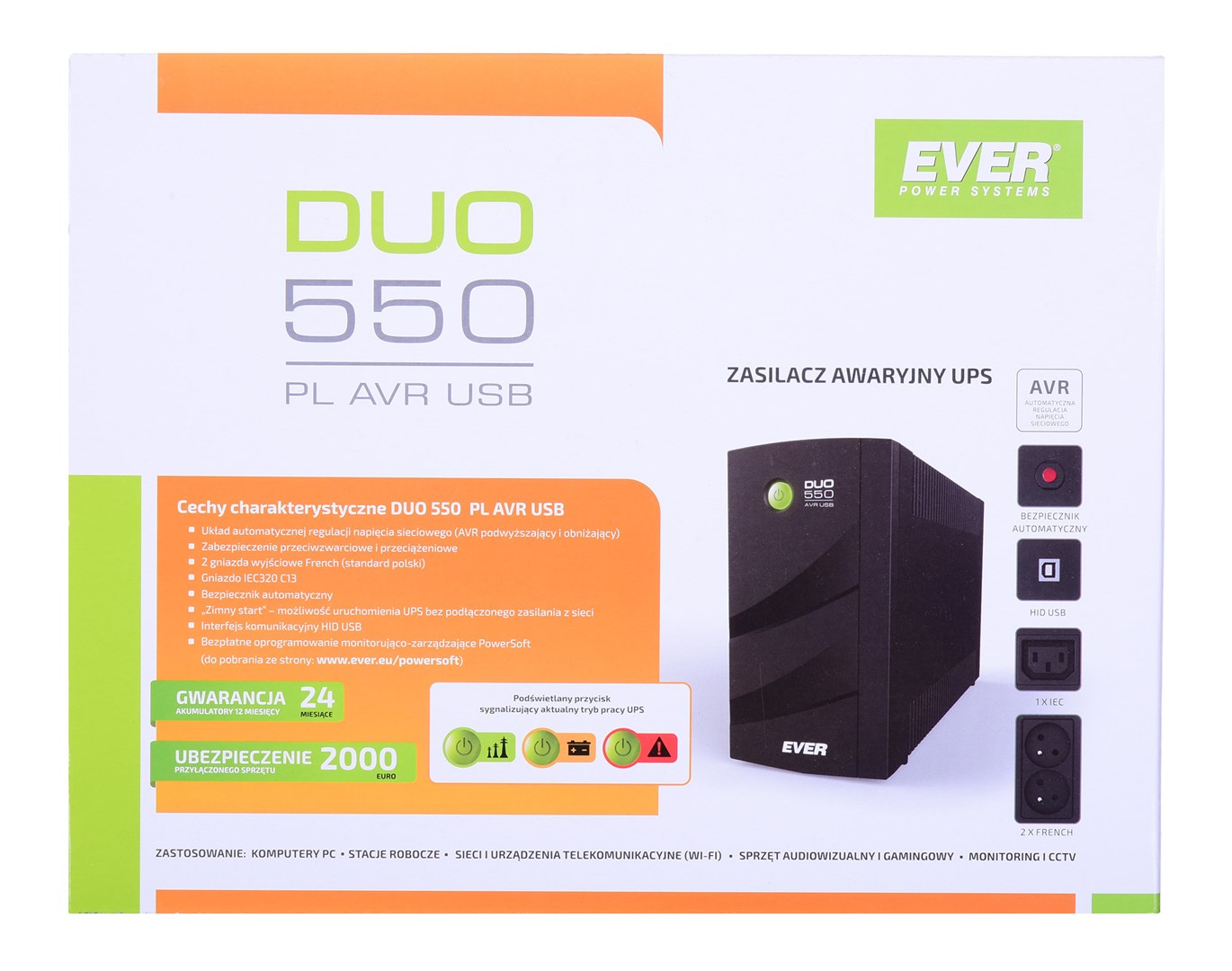Neprekidno napajanje UPS EVER DUO 550 PL AVR USB T/DAVRTO-000K55/01-4