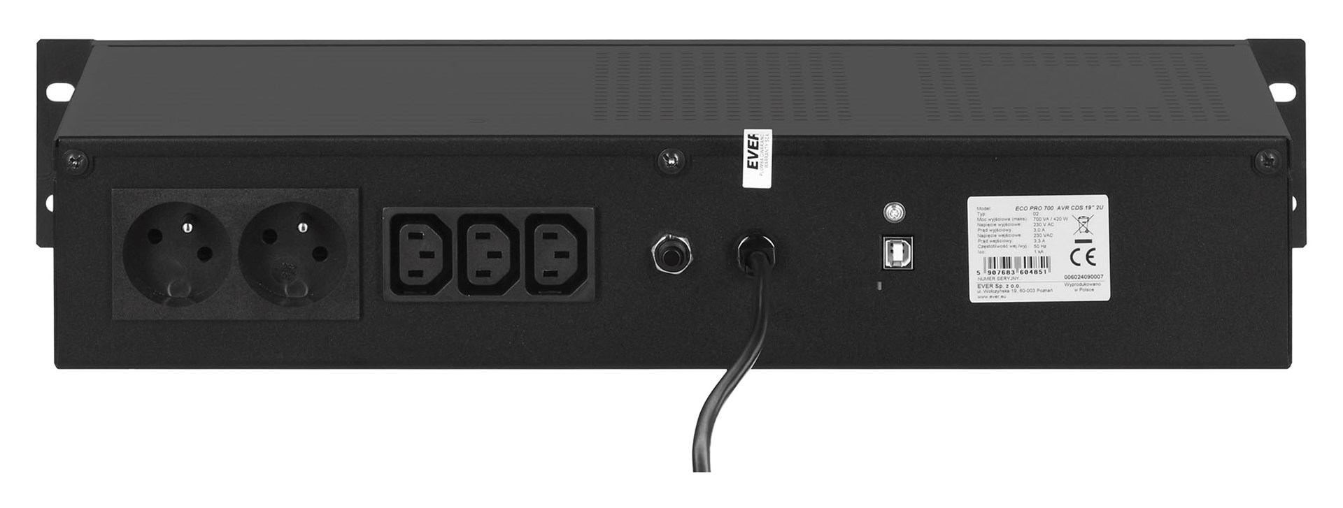 UPS EVER ECO Pro 700 AVR CDS 19" 2U (Rack; 700VA)-8