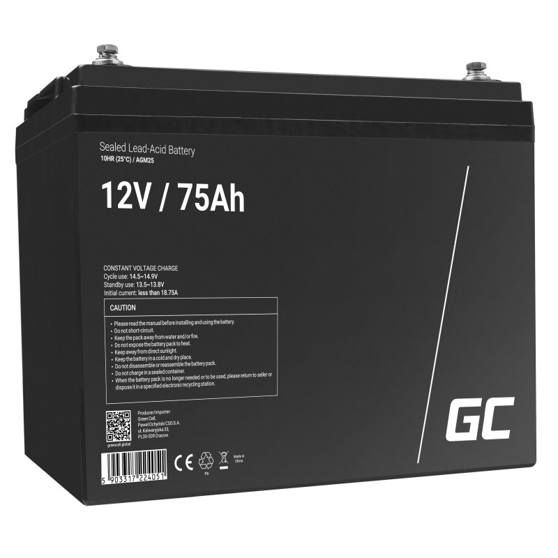 Green Cell AGM25 UPS baterija (Sealed Lead Acid (VRLA), 12 V, 75 Ah, crna)-0