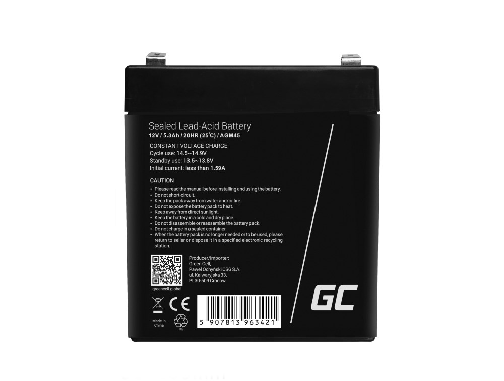Baterija za UPS GREEN CELL AGM45 (12 V, 5.3 Ah) - olovna kiselina (VRLA)-1