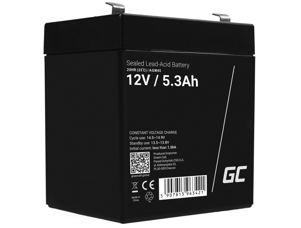 Baterija za UPS GREEN CELL AGM45 (12 V, 5.3 Ah) - olovna kiselina (VRLA)-0