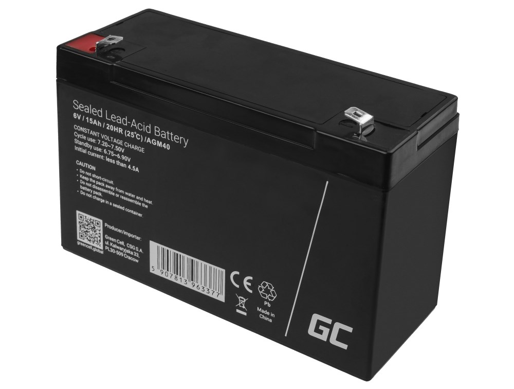 Baterija za UPS GREEN CELL AGM40 (6 V, 15 Ah) - olovna kiselina (VRLA)-2