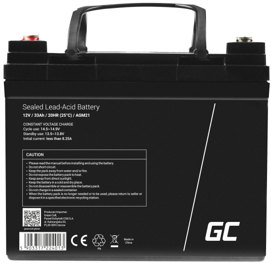 Baterija za UPS GREEN CELL AGM21 (12 V, 33 Ah) - olovna kiselina (VRLA)-3